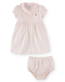 Cap-Sleeve Pima Polo Dress w/ Bloomers, Size 9-24 Months