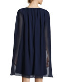 Socio Cape Cocktail Dress, Indigo