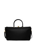 India Medium Leather Satchel Bag, Black