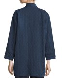 Jacquard Denim Long Jacket, Indigo