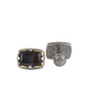 Sterling Silver & 18K Gold Cuff Links with Hawk's Eye