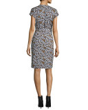 Sascha Ribbon Rectangles Silk Faux-Wrap Dress