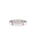 18K White Gold Ring with Pink Sapphires, Size 6