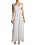 Phedra Pleated-Bib Long Gown, White