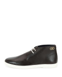 Lassen Textured Calfskin Chukka Boot on Rubber Sole, Brown