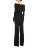 Monica Off-the-Shoulder Wool-Blend Sweater, Charcoal