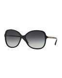 Oversize Check-Temple Square Sunglasses