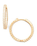 25mm Rose Gold Diamond Huggie Hoop Earrings, 1.53ct