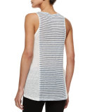 Adelaide Slub-Jersey Tank, White/Marine