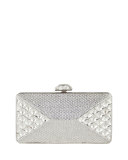 Diamond Crystal Box Clutch Bag, Silver Rhinestone