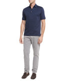 Five-Pocket Straight-Leg Denim Jeans, Gray