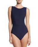 Strappy-Back High-Neck One-Piece Swimsuit