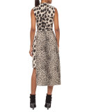 Cheetah-Print Asymmetric-Hem Dress, Date Steppe