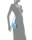 Saffiano Small Wallet-on-a-Strap, Light Blue (Mare)