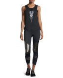 Nama Printed Jersey Sport Tank, Black w/White Mantra