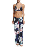 Floral-Print Coverup Pants