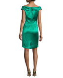 Ruched Satin Cocktail Dress, Jade