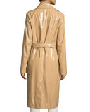 Kelma Belted Leather Trenchcoat, Almond Butter