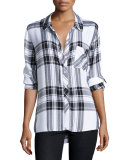 Hunter Plaid Long-Sleeve Shirt, White/Graphite 