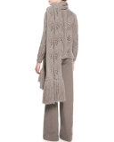 Leaf-Knit Pullover Sweater, Taupe