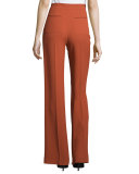 High-Waist Flare-Leg Pants, Pomegranate