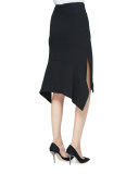 Cyrus Flared-Hem Pencil Skirt, Black