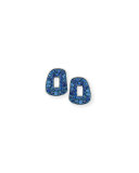 Puzzle Pavé Blue Sapphire Stud Earrings in 18K White Gold