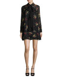 Stevie Gilded Daisy Chiffon Mini Dress, Black Multi