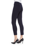 Slim Cropped Ankle Pants, Navy 