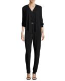 Sleeveless Luxe Jersey Belted Jumpsuit 