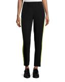 Slim-Leg Tuxedo Trousers W/Contrast Stripe, Black/Citron