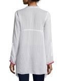 Sable Long-Sleeve Embroidered Tunic, Petite