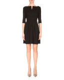 Stanhope Split-Neck Party Dress, Black