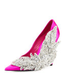 Crystal Satin 110mm Pump, Rose Fuchsia