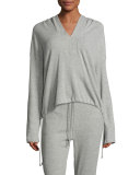 Waffle-Knit Cotton-Blend Hoodie, Light Gray