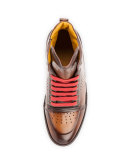 Playtime Leather High-Top Sneaker, Tobacco