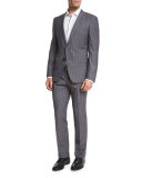 Pinstripe Wool Two-Piece Suit, Denim Blue