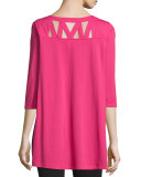 3/4-Sleeve Yoke-Cutout Tunic, Petite