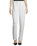 Shantung Straight-Leg Pants, White