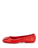 Minnie Patent Leather Travel Ballet Flat, Cerise