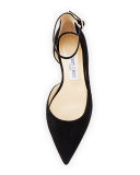 Lucy Suede Half-d'Orsay Flat, Black