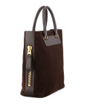 Suede Side-Zip Tote Bag