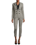 Tee Cropped High-Rise Gingham Trousers