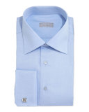 Basic French-Cuff Solid Dress Shirt, Blue