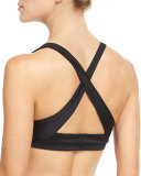Italian Solid Cross-Back Swim Top, Black