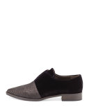 Albaz Velvet Pointed-Toe Loafer, Black