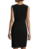 Tamara Sleeveless Ruffle-Trim Sheath Dress, Black