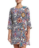 Sophie Geometric-Print Silk Dress