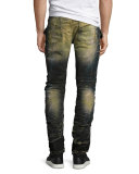 Distressed Cargo Skinny Jeans, Blue/Black