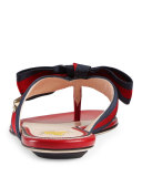 Aline Grosgrain Web Thong Sandal, Red